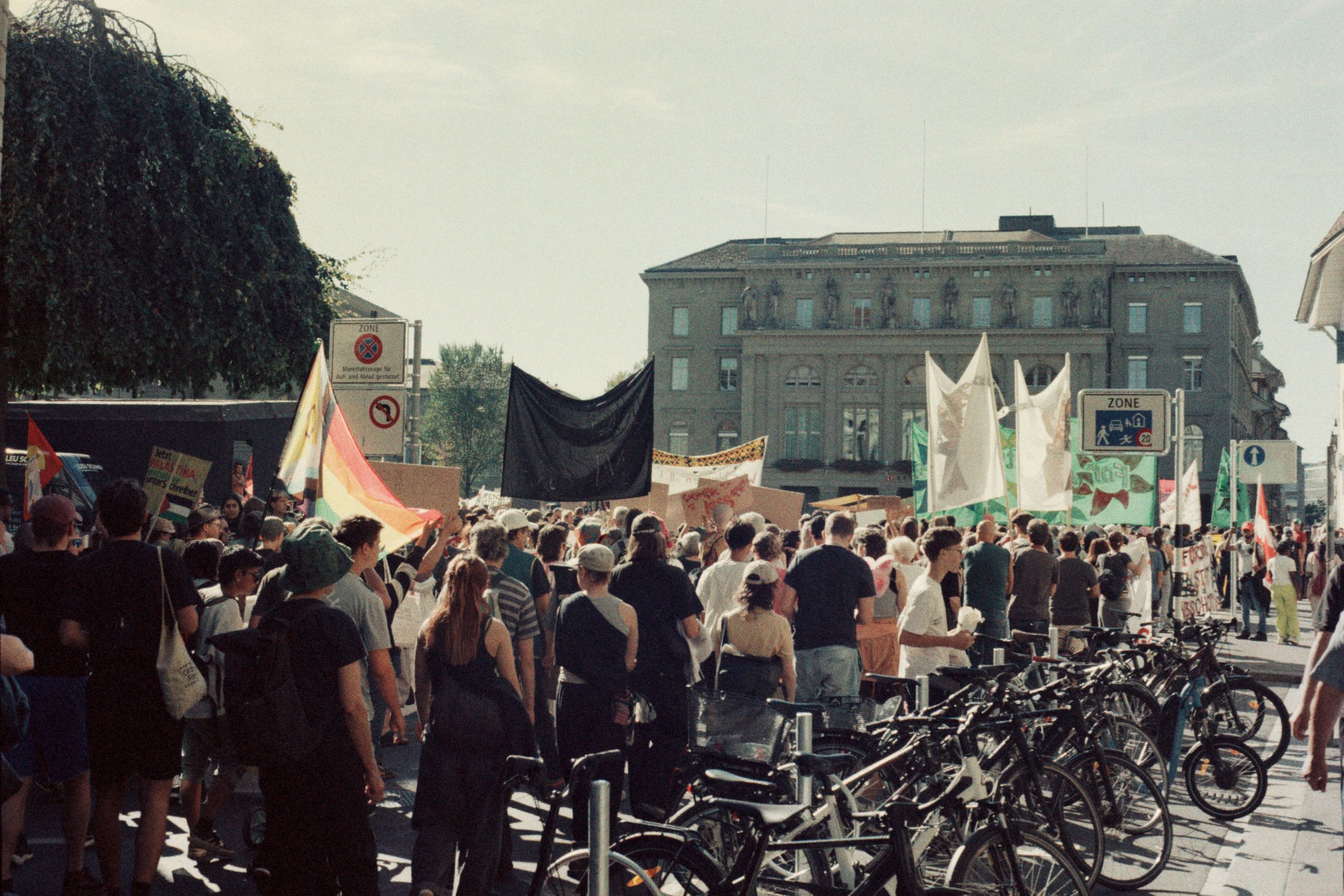 Demozug von hinten vor Bundesplatz