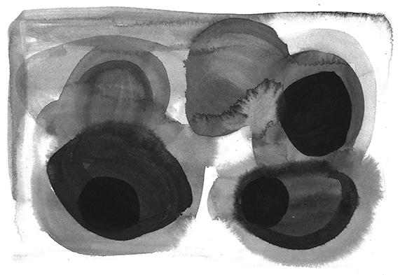Aquarellzeichnung von schwarzen Flecken