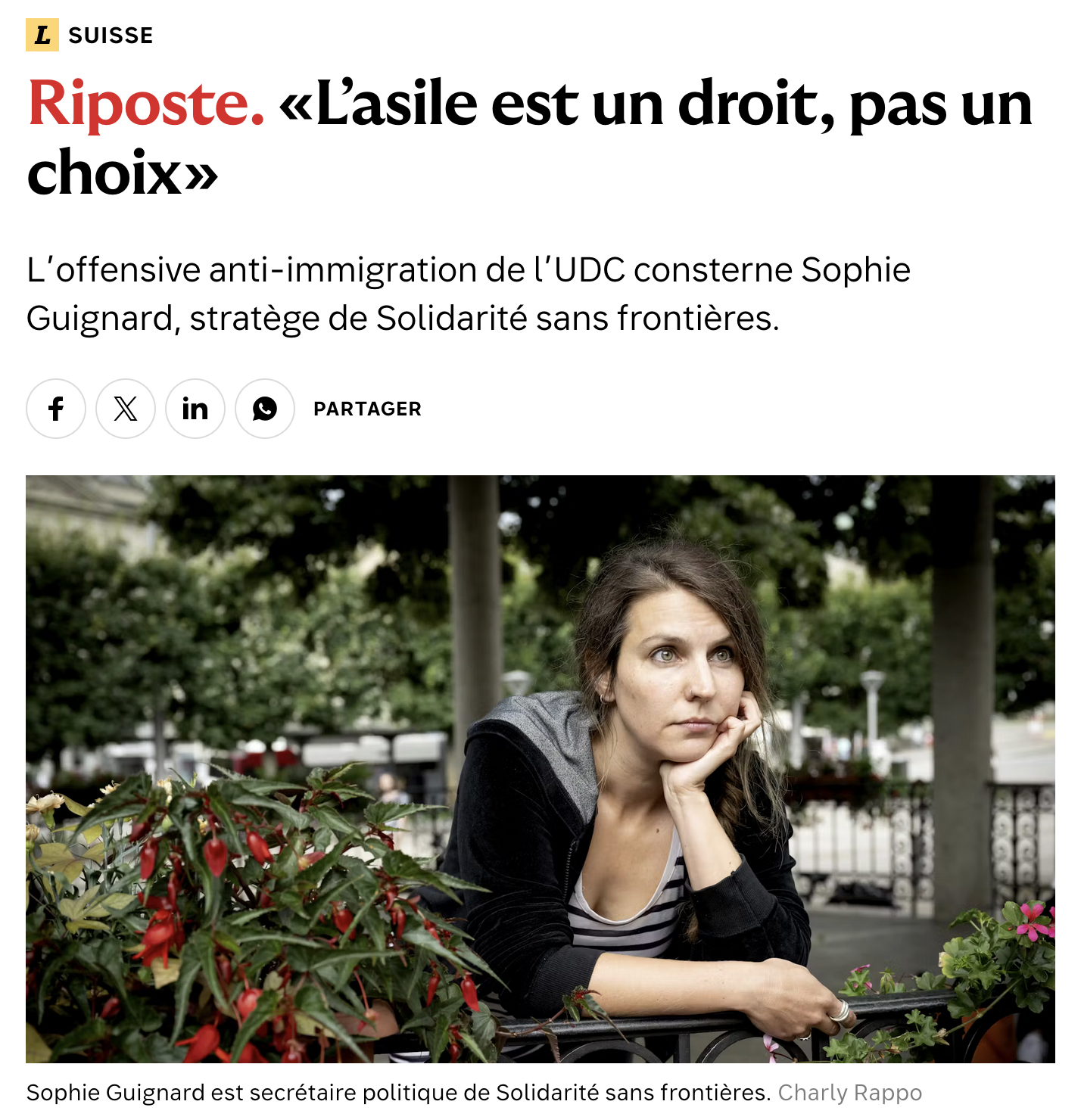 Sophie Guignard im Interview mit La Liberté