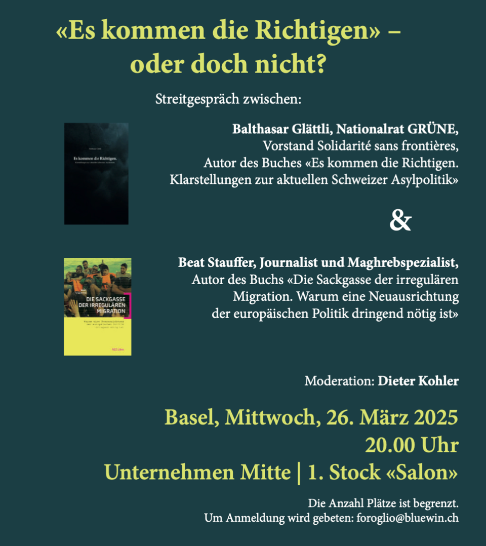 Ankündigung Streigespräch «Es kommen die Richtigen - oder doch nicht?», 26.03.25, Basel