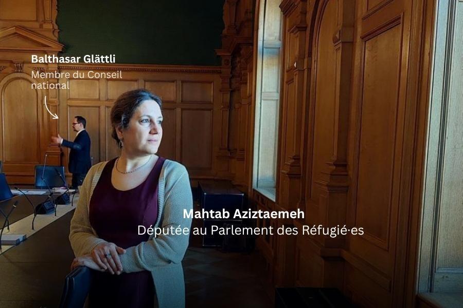 Mahtab Aziztaemeh und Balthasar Glättli im Nationalrat
